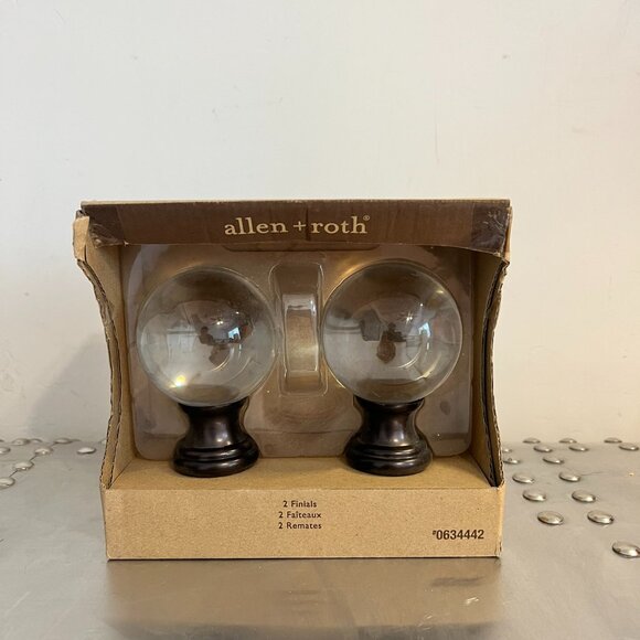 Allen + Roth Set of 2 Clear Acrylic Ball Drapery Curtain Rod Finials - BRONZE - Picture 1 of 6